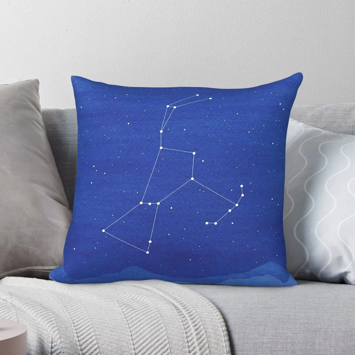 Orion Constellation Mountains Pillowcase Polyester Linen Velvet Creative Zip Decorative Room Cushion Cover