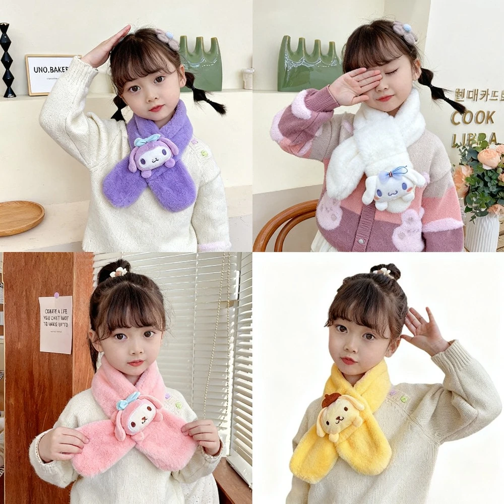 

Hellow Kitty Kids Plush Scarf Soft Thick Scarf for Girls Cartoon Anime Warm Girls Winter Accessories Girl Birthday Gift Miniso