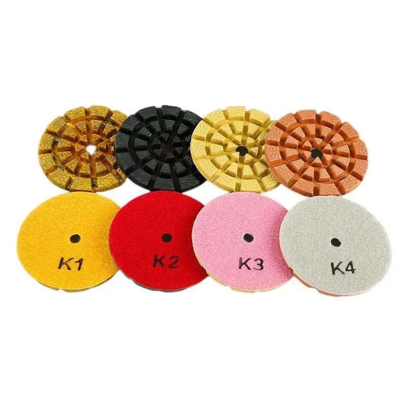 

4PCS/Set 4 Inch Diamond Polishing Pads For Concrete Floor Marble Thicken Wet Grinding Discs 100mm 4 Step Polishing Sanding Stone