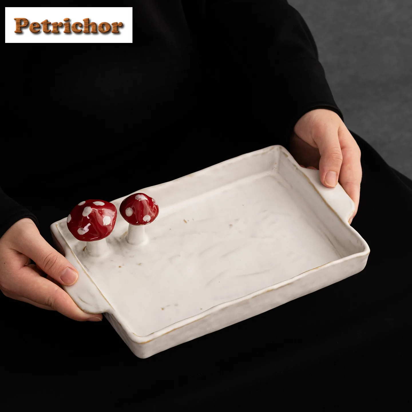 

Powder Yin Square Mushroom Fruit Dishes Antique Pastry Plate Candy Bar Food Storage Tray Household Serving Tray Cafes Ornaments