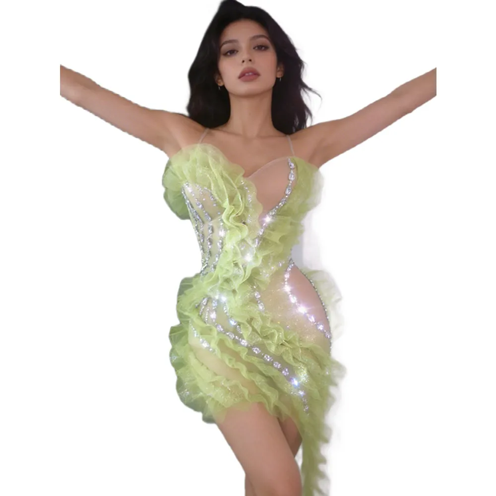 

Сексуальное мини-платье без бретелек с кристаллами и рюшами для ночного клуба, коктейльное платье для женщин, облегающее платье для вечеринок, вечернее платье для банкетов.