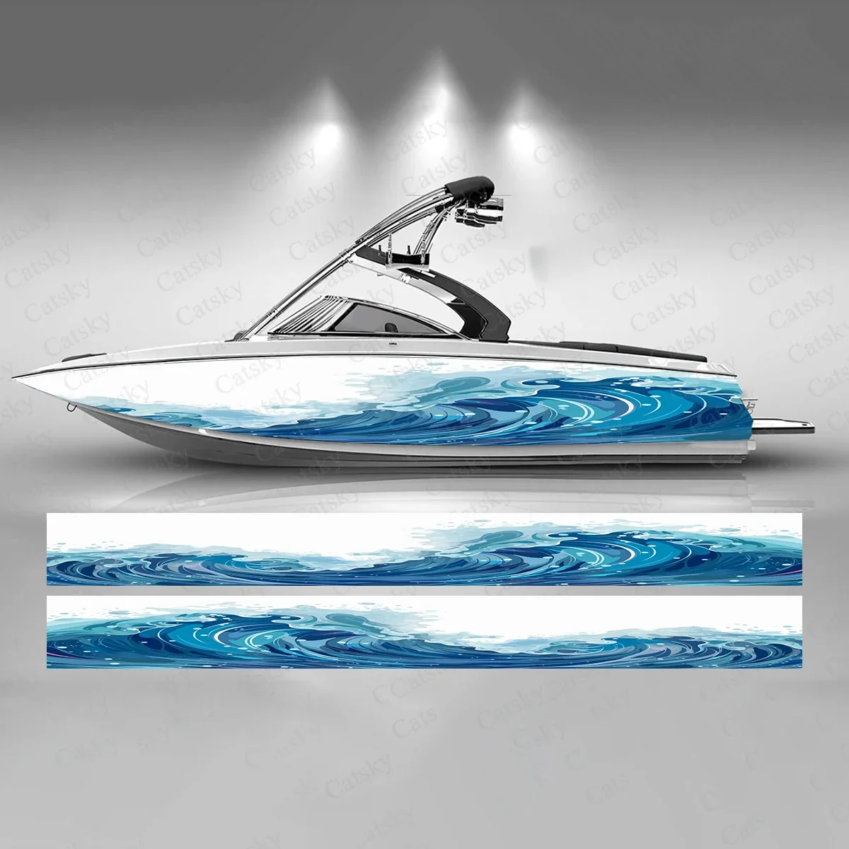 Abstract Ocean Wave Boat Sticker Fashion Custom Fish Boat-Sticker Vinyl Waterproof Boat Wrap Graphic Boat Wrap Decal