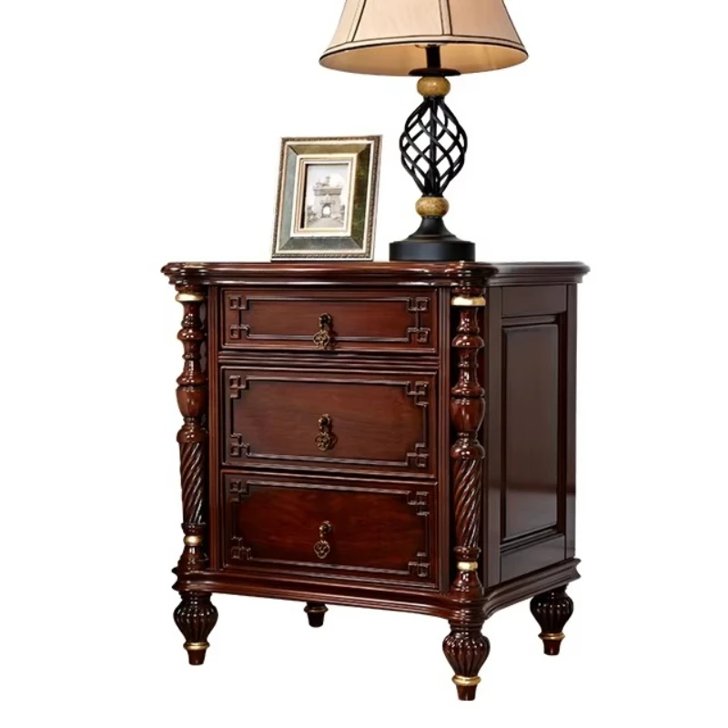 

American style home bedroom furniture solid wood bedside table small table