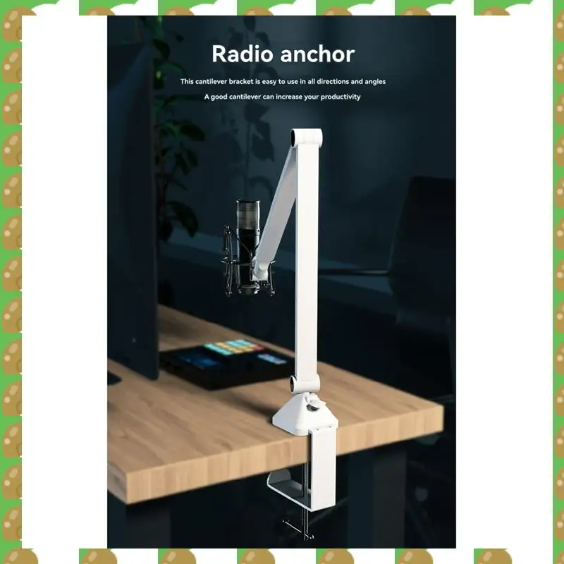 T36C Foldable Mic Suspension Arm 360° Rotatable Microphone Boom Arm Microphone Bracket White