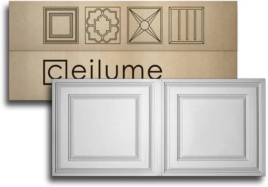 2x4 Drop Ceiling Tiles, 12 Pack Ultra-Thin Feather-Light, Impact Resistant, Waterproof, Class A Fire Rated, for T-Bar Grid,