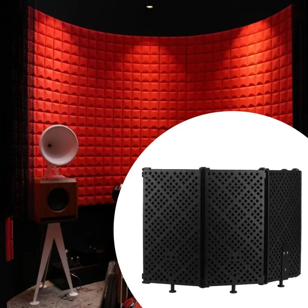 Adjustable Microphone Isolation Reflection Filter Portable Vocal Booth 5 Panel Design