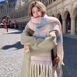New Winter Imitation Cashmere Scarf For Women Maillard High-end Korean Style Warm Retro Fashion Versatile Thick Shawl