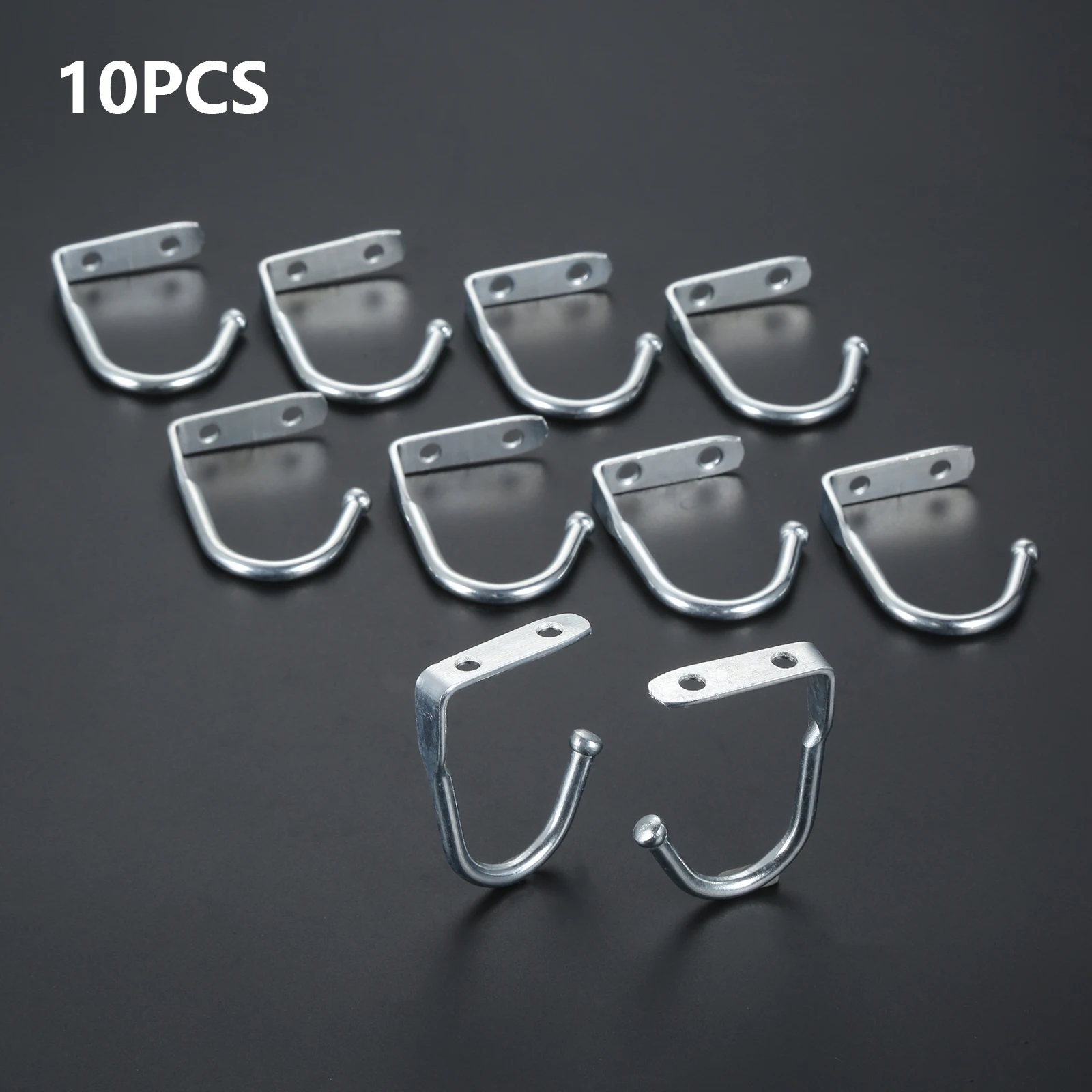 10pcs Ceiling Prong Hook Solid Metal Hanger 58mm Wall Mount Cabinet Kitchen Storage Bathroom Double Holes Key/Mask/Bag/Hat/Coat