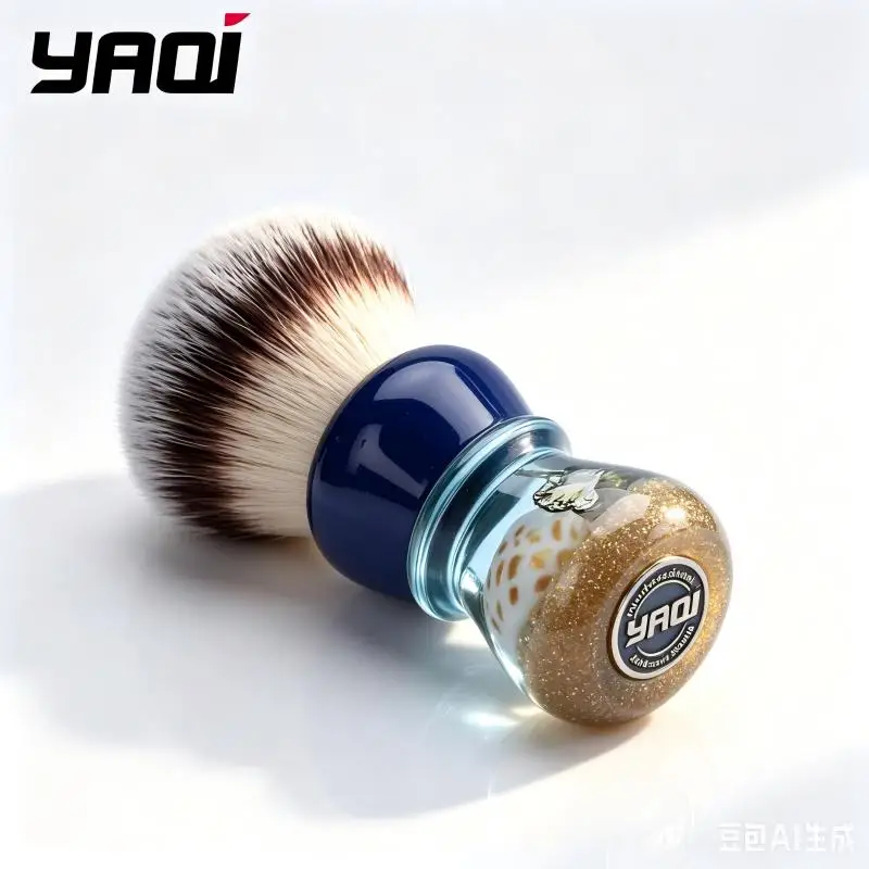 YAQI Luxury Wet Shaving Brush Synthetic Bristles Handcrafted Resin Handle Unique Seashell Design for Men