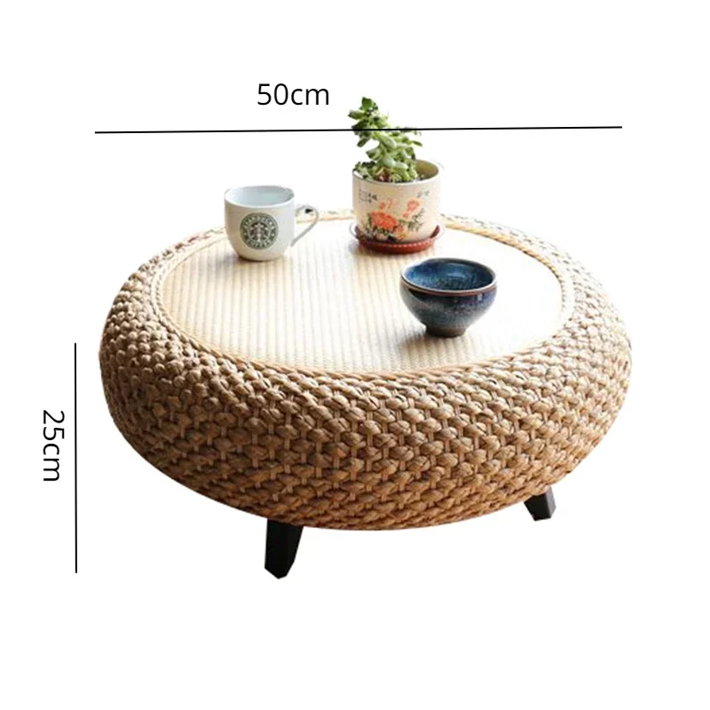 Çin Tarzı Rattan Dokuma Pencere Masa Tatami Sehpa Minimalist Zemin Alçak Masa, Ahşap Pencere Eşiği, Oturma Odası Mobilyaları