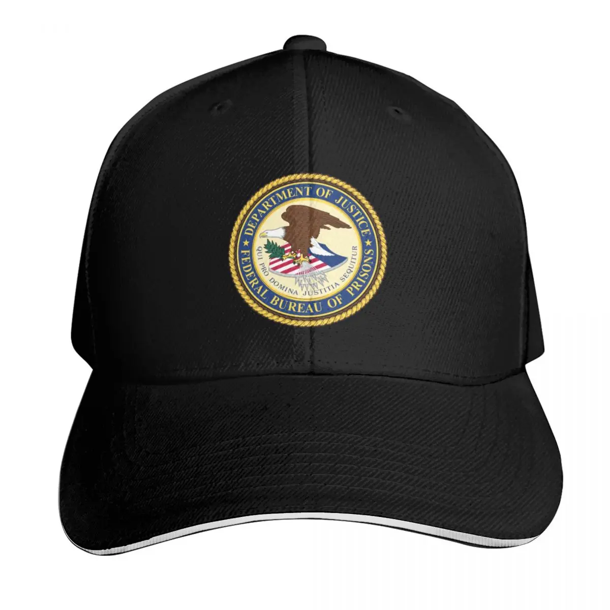 FEDERAL BUREAU OF PRISONS SEAL DOJ Baseball Cap Six Panel Structured Crown Sun Protection UPF 50+ Breathable Mesh Back