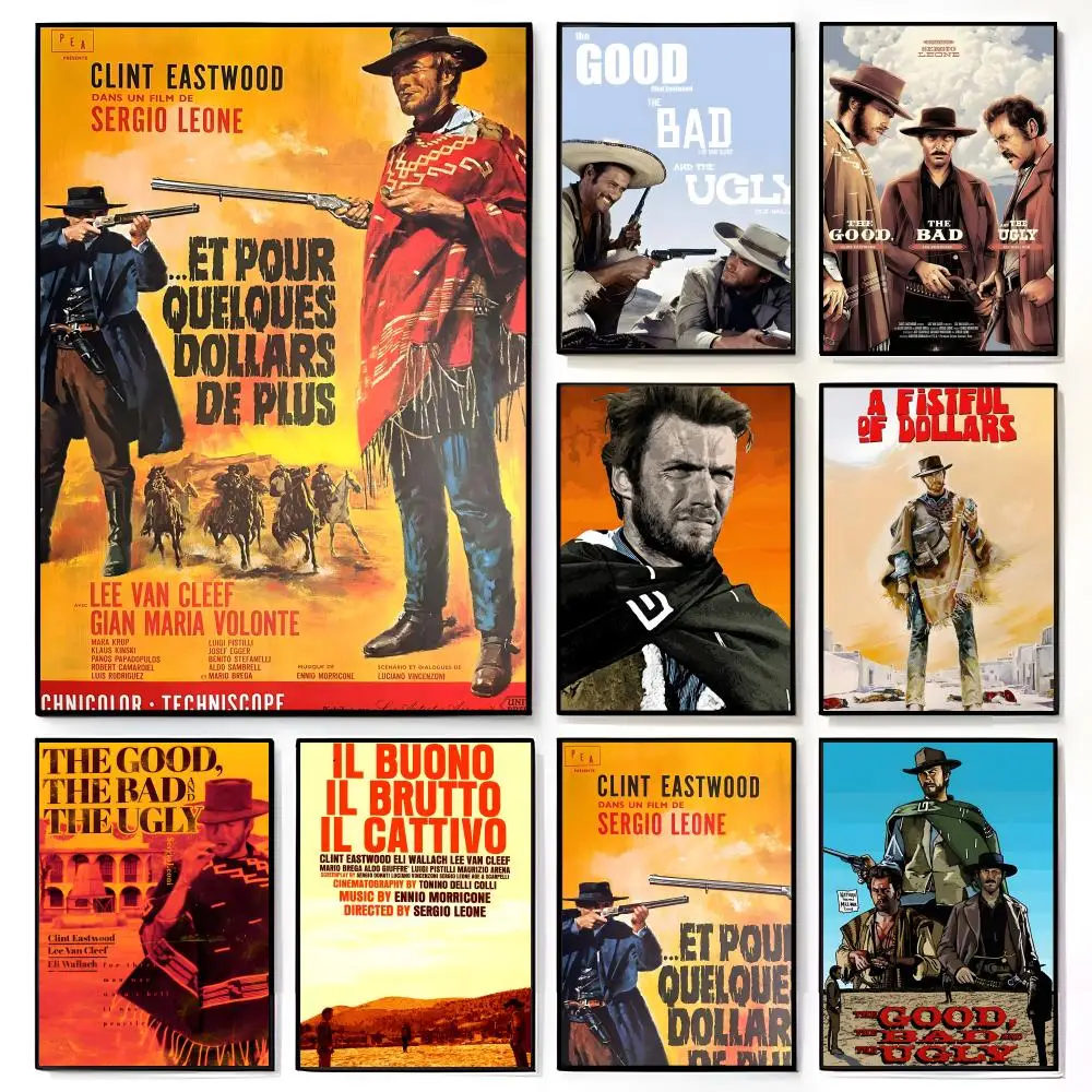 Hero Western Epic Movie T-The Good The Bad and The Ugly Poster Amerikanischer Film Wandbild Kinderzimmer Wanddekoration Druck