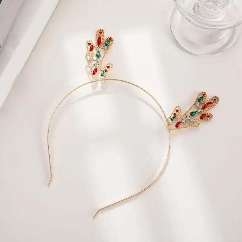 195E Kersthoofdband Rendier Hoofddeksel Feestviering Hoofdaccessoire voor nieuwjaarsfeesten, kinderen tot volwassenen