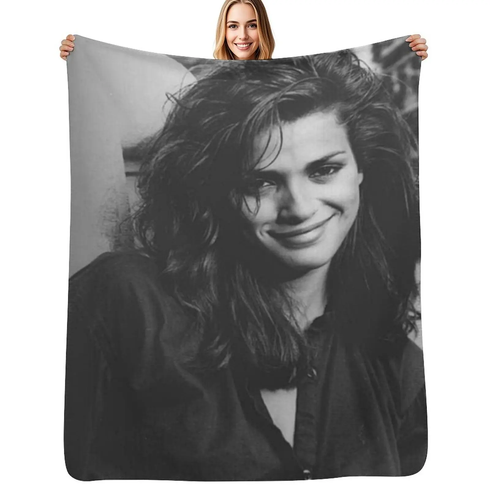 

Gia Carangi Smiling Contentedly Throw Blanket Outdoor Soft Blanket for Picnic Beach Camping