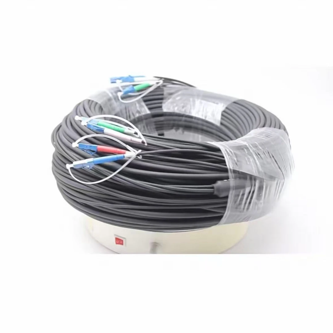 

Armored fiber patchcord 4 core OM3 TPU 50m60m70m80m100m120M 4C SC LC FC ST APC Multimode 4 fibers optical fibre jumper outdoor