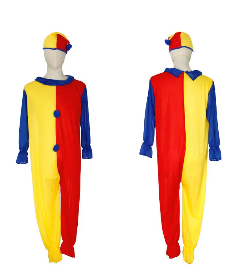 Halloween Clown Cosplay Trajes para Crianças, Vermelho e Amarelo, Maquiagem para Baile