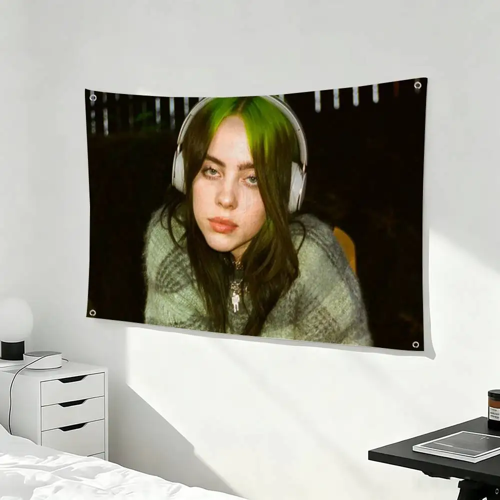 COOL Singer B-Billie E-Eilish  Flags Wall Hanging Tapestry Outdoor Garage Room Decorative flag Background Blanket