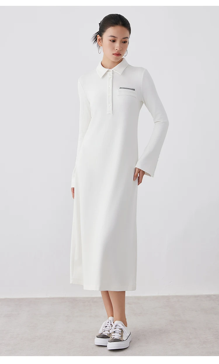 K2690W Acetat-Wollkleid für Herbst und Winter, Midi-Länge, lange Ärmel, hochwertige Luxus-Damenbekleidung – Detail 10