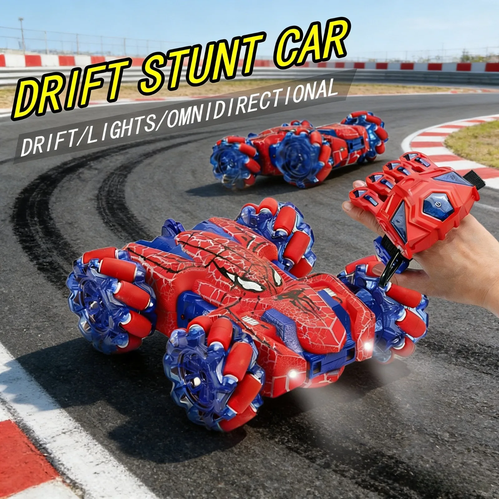 

Радиоуправляемая трюковая машинка Spider 2.4G, управление жестами, 360° ° Вращающиеся светящиеся игрушки, уличные гонки на открытом воздухе для детей, подарки для детей