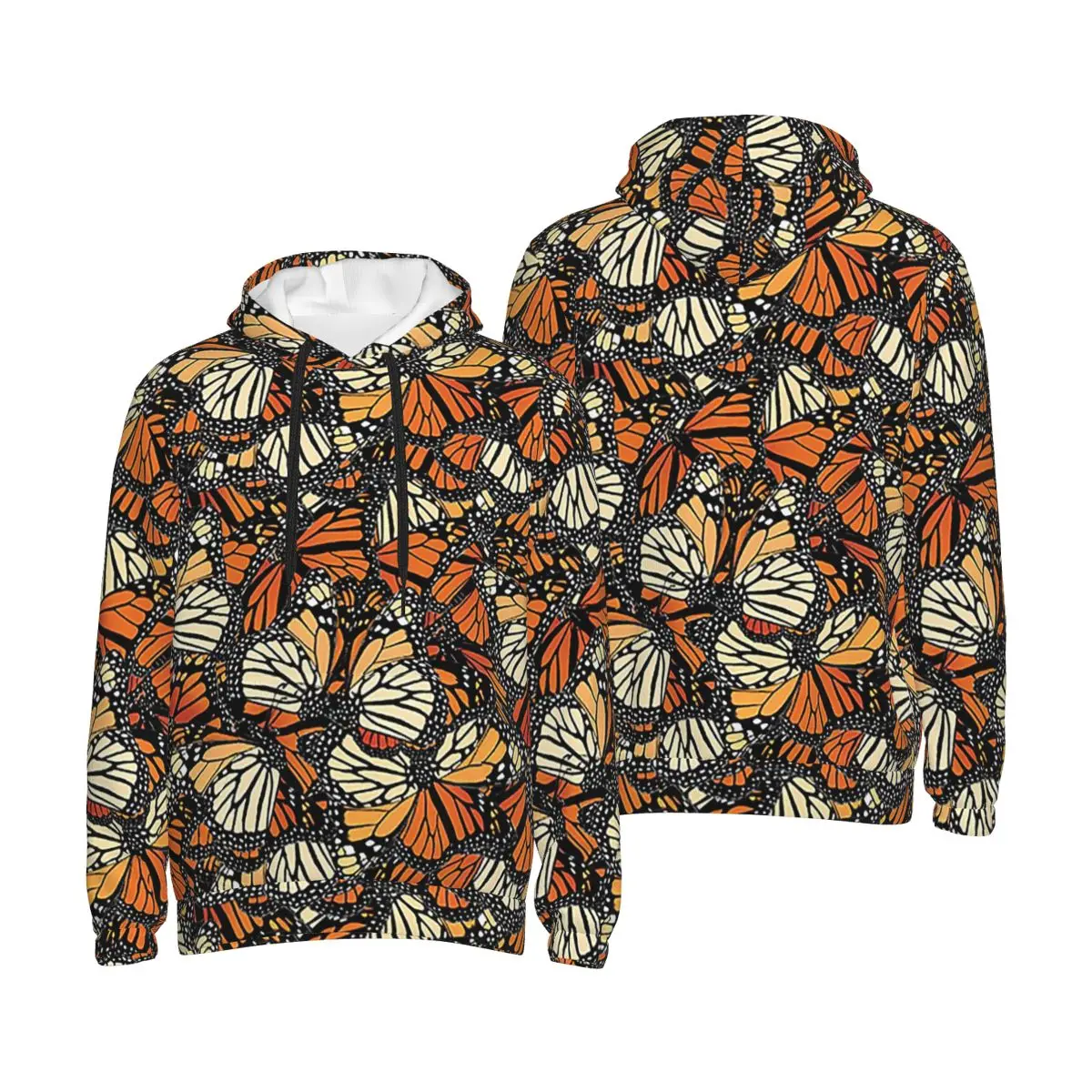 

Оранжевая толстовка с бабочкой Monarch, пуловер в стиле Харадзюку, осень-зима, мужские и женские толстовки, топы с длинными рукавами