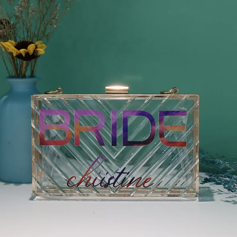 Custom Color Name Acrylic Clutch Bag Summer Wedding Party Transparent Multicolor Temperament Personalized Chain Diagonal Bag