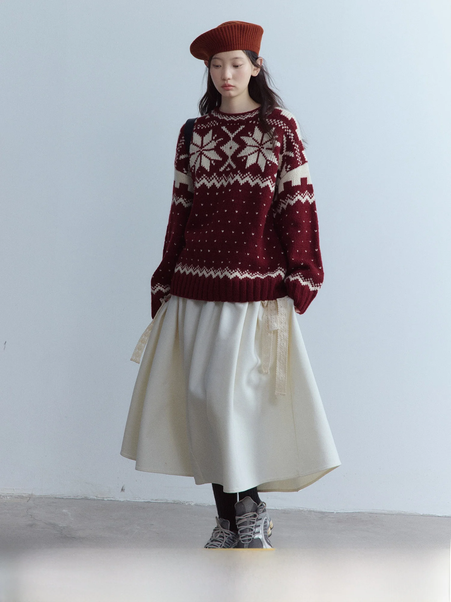 

Fussed Urban Collection Vintage Fair Isle Sweater 00 Wool 3 Needle Cherry Red Cisas Elf Winter Thiened Long Sve rou...
