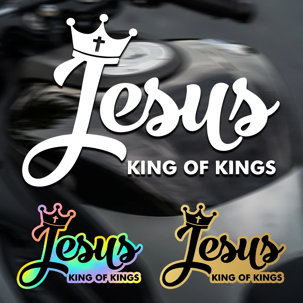 

1Pc Jesus King of Kings Crown Cross Sticker Self-adhesive Vinyl Decal for Fuel Tank Fairing Fender Helmet Scooter Exterior Decor
