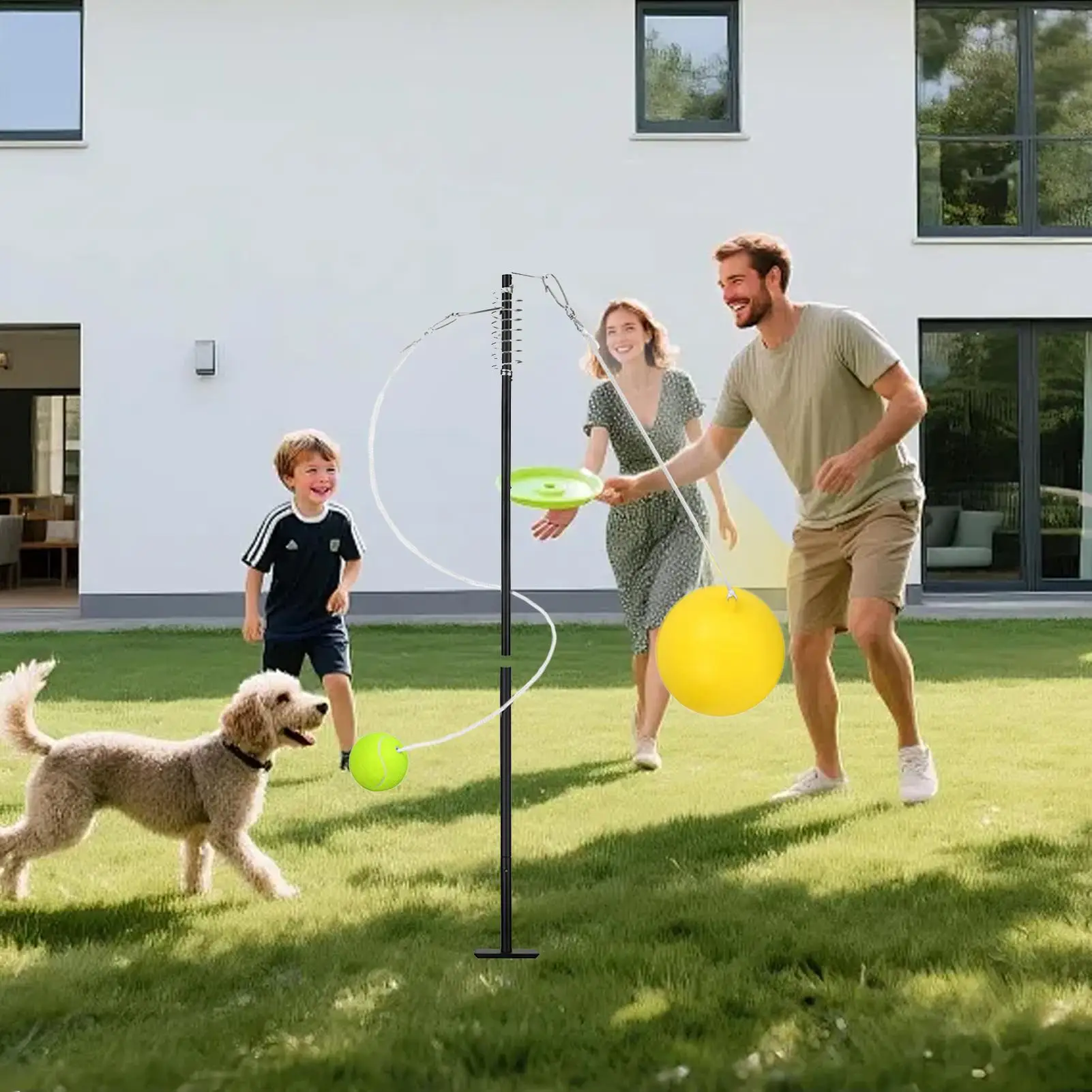 ชุดเทเธอร์บอลเทนนิส กิจกรรมสร้างความสัมพันธ์ในครอบครัว กีฬาอินเทอร์แอคทีฟ ชุดฝึกเทเธอร์บอลเทนนิส สำหรับสนามหญ้า สวนหย่อม ลานบ้าน โรงเรียน ชายหาด วันหยุดพักผ่อน