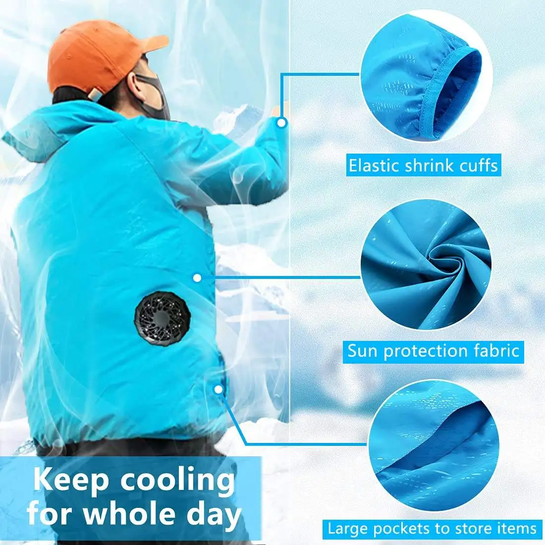 Veste de ventilateur de refroidissement intelligent pour le travail et les activités de plein air, vêtements d'été, batterie 62, climatisation