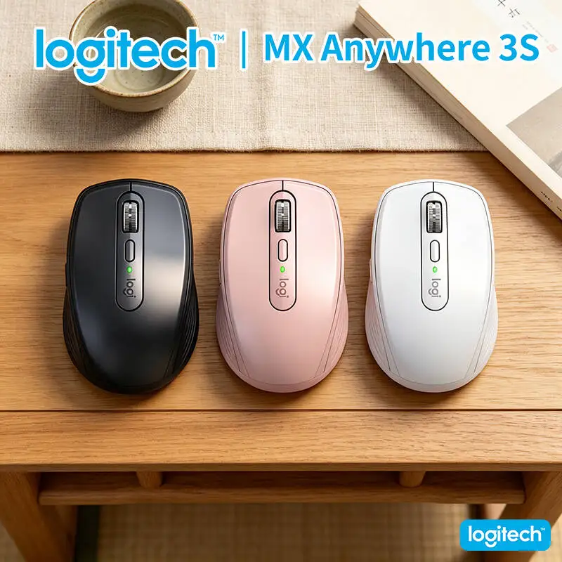 Logitech MX Anywhere 3S Wireless Mouse - 8000 DPI, Hyper-Scroll, Silent Click, Multi-OS Compatibility for Office