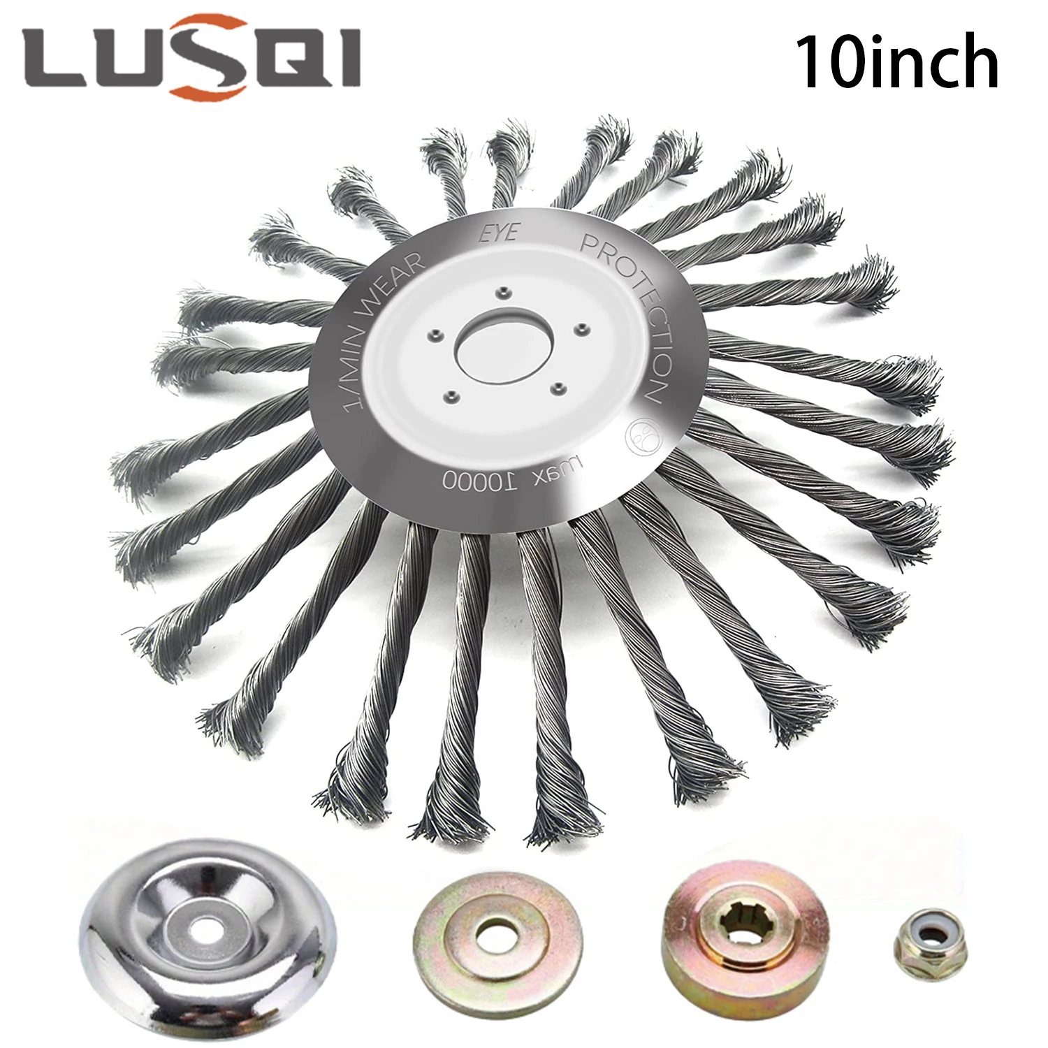 

LUSQI 10'' Steel Wire Wheel Grass Trimmer Head Garden Weeding Brush Replacement For Home Gasoline Brushcutter Removal Rust&Moss