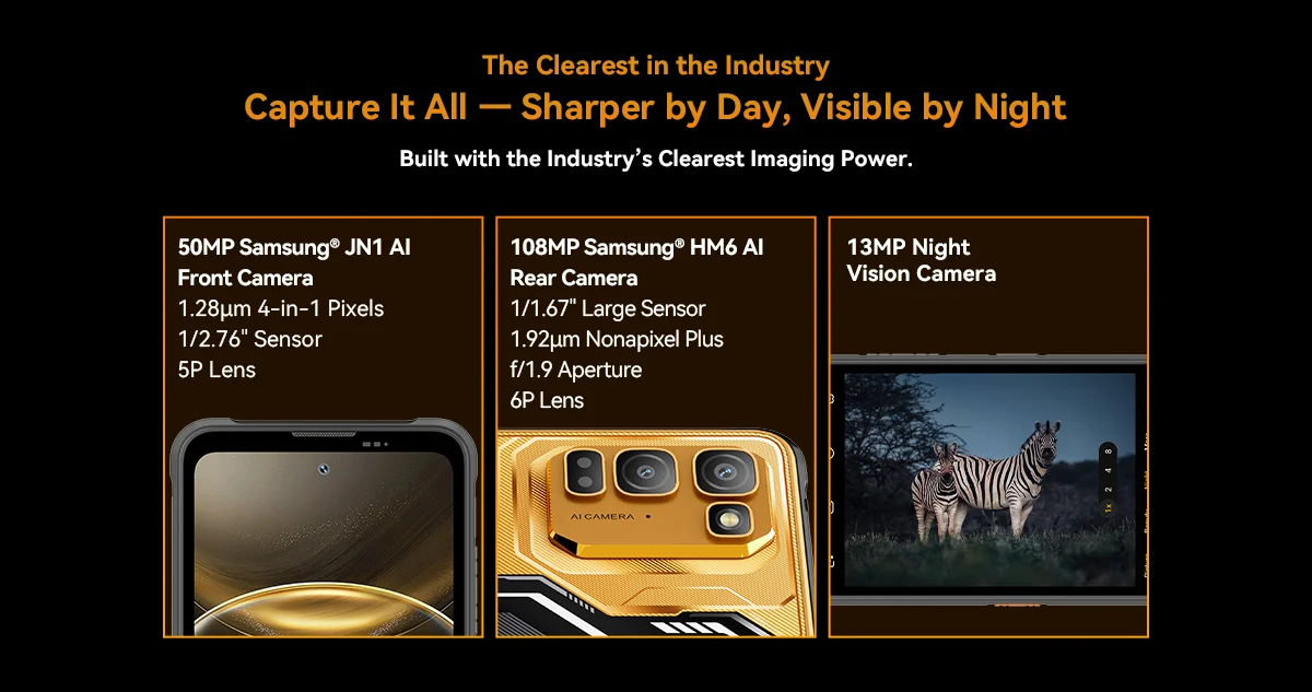 Blackview FORT 5 Rugged Smartphone, The Lightest 108MP Imaging Flagship, Android 16, 36GB(12+24) Expand RAM 256GB ROM, 6.78" HD+ IPS Display, 5000mAh Battery, 33W Fast Charging, NFC