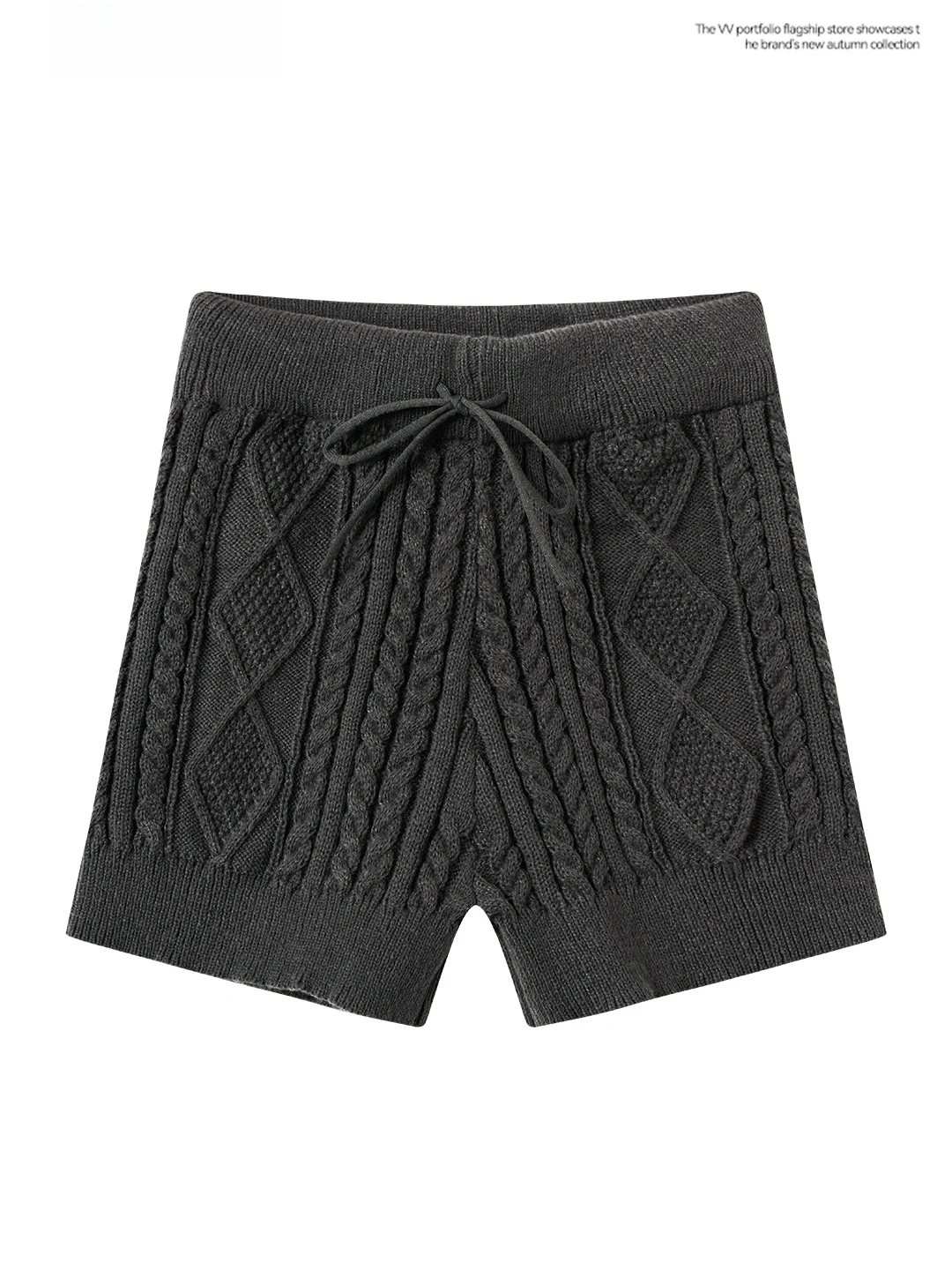 High Waist Slim Fit Knitted Grey Cable Knit Shorts Women's Base Layer Tightening Butt Lifting Small Footed Top Bottoms
