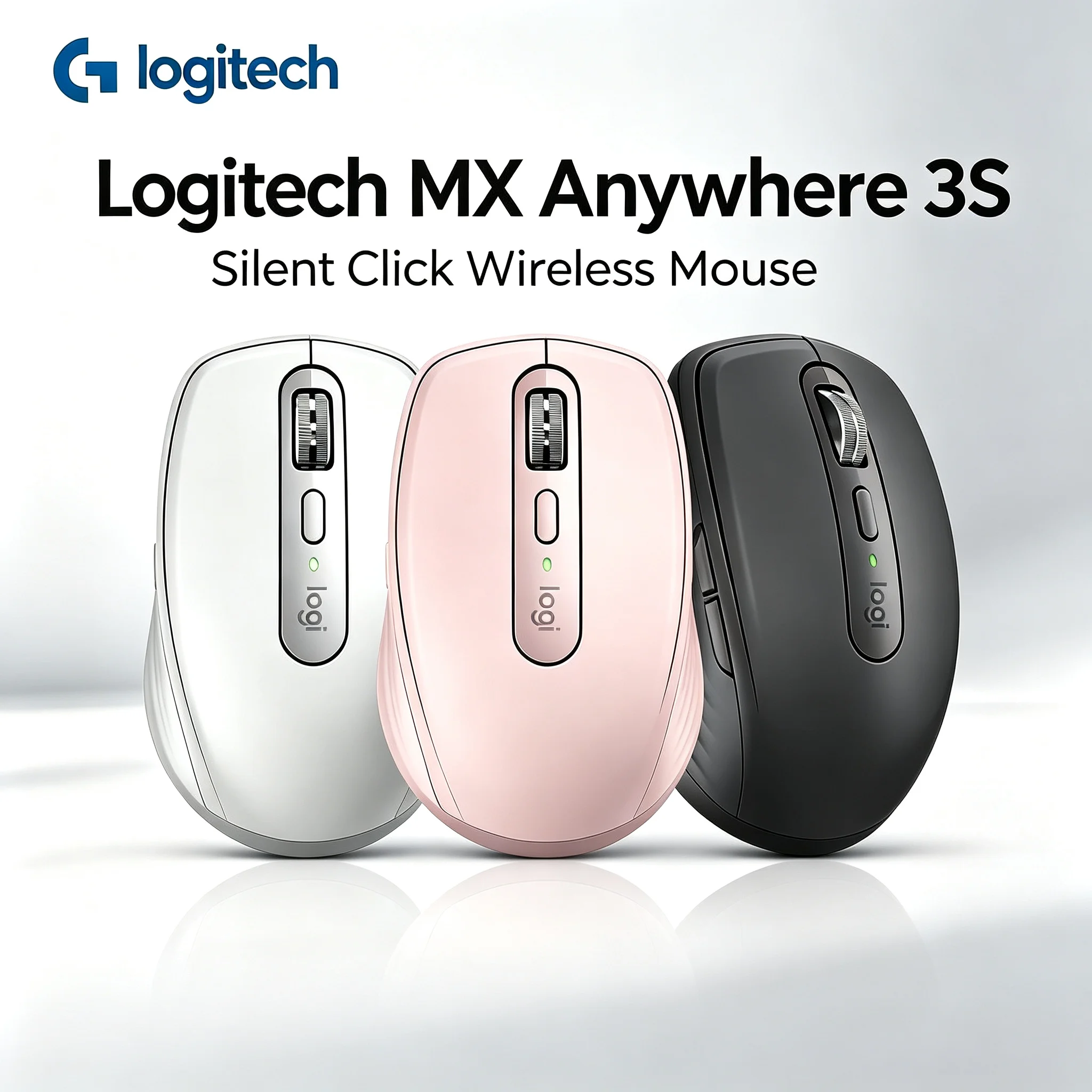 Logitech MX Anywhere 3S Portable Ergonomic Wireless Bluetooth Mouse Multi‑Pairing Silent Click Rechargeable Mice