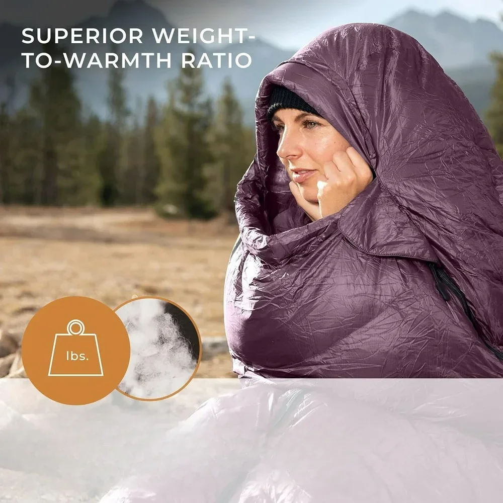 Katahdin 0°F Cold Weather Mummy Hiking Sleeping Bag - Synthetic 625 FP 4 Season Sleeping Bags for Adults - Ultralight Short.