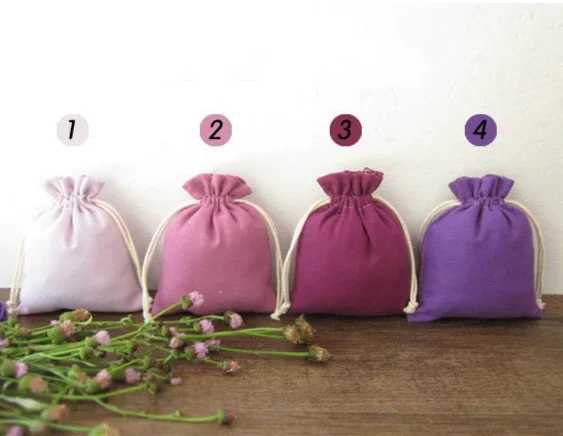 40PCS Purple Linen Drawstring Bags Packing Jewelry Cosmetic Makeup Drawstring Pouch Wedding Party Gift Storage Sachet Print Logo