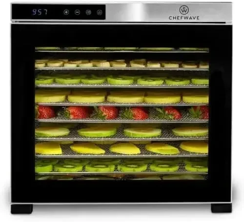 ChefWave-Commercial Countertop  Food Dehydrator Dryer Machine, Digital Temperature Control and Timer, Stainless Steel Tr