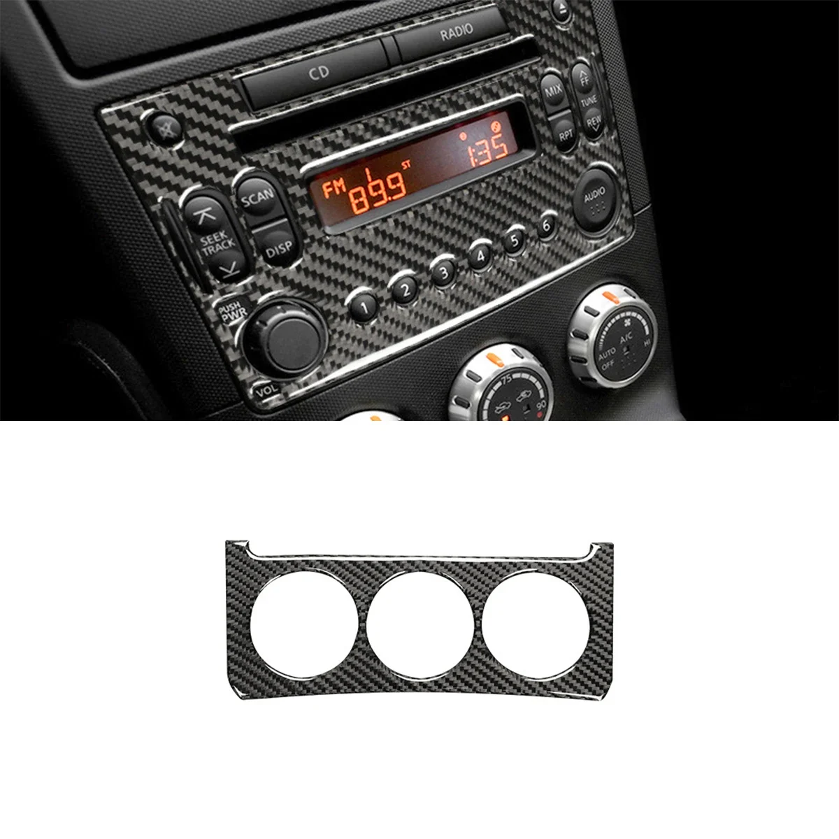 

For Nissan 350z Interior Modified Instrument Center Control Knob Decorative Carbon Fiber Sticker Car Accessories Ries Car Play