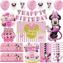 Minnie Mouse Birthday Decoration Party Supplies Tableware Tablecloth Children Gift Minnie Balloons Party Favors Kids Birthday