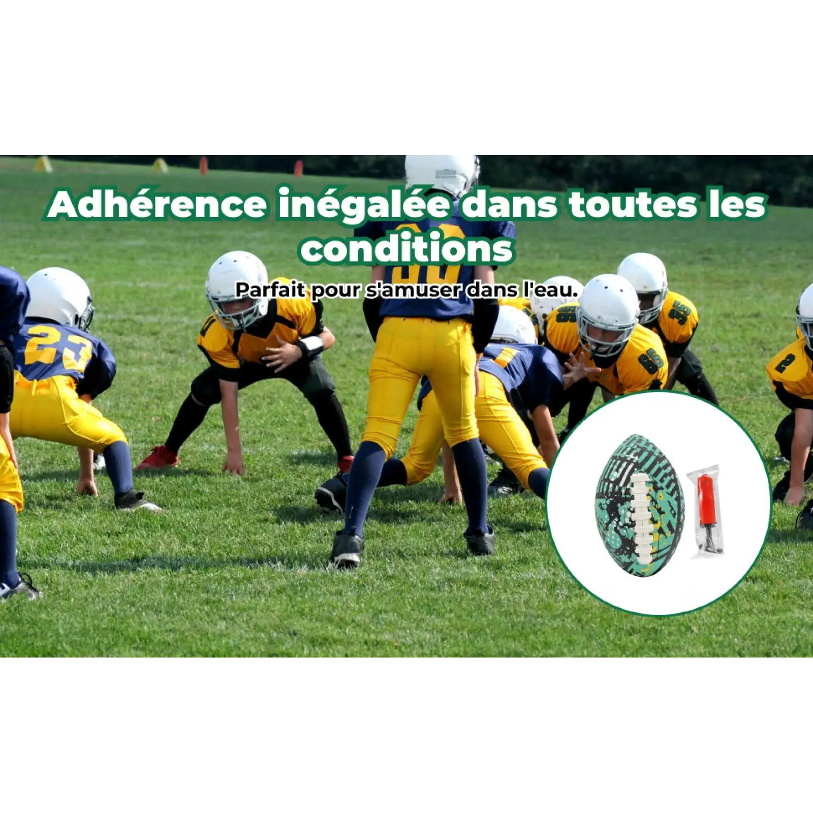 

Rugby Ball Professional with Inflator Pump Equipment American Football Ball Water Football for Competition Sports Game Playing