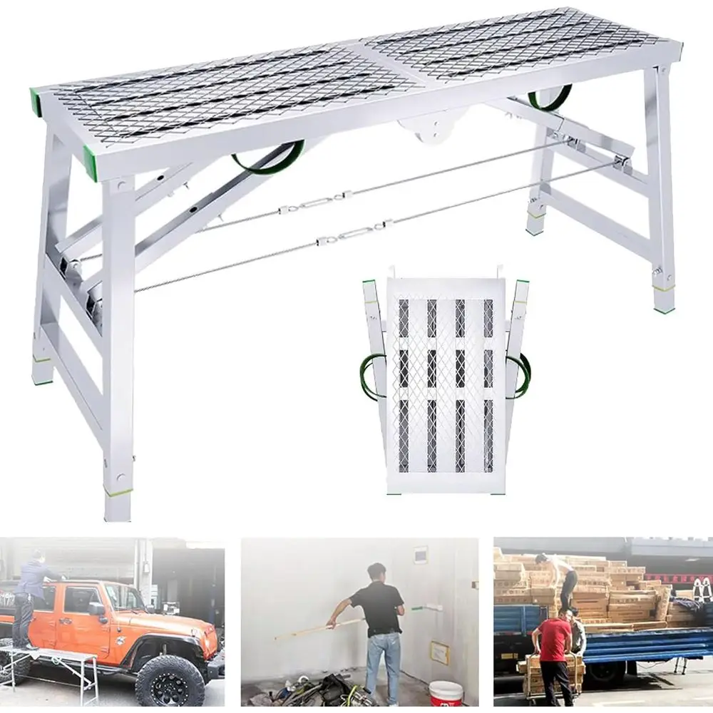 Plataforma de escada de andaime para limpeza e pintura de RV multiuso de altura ajustável