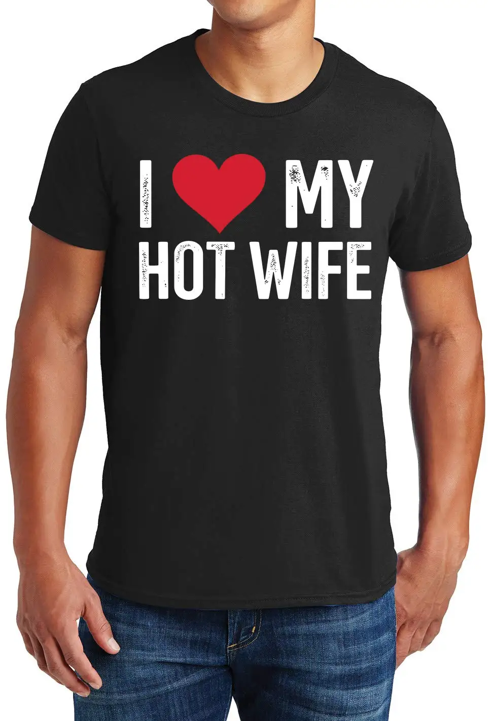 I Love My Hotwife Valentine's Day Graphic T-Shirt Funny Love Shirts Graphic Saying Sarcasm Tee Graphic T-shirts