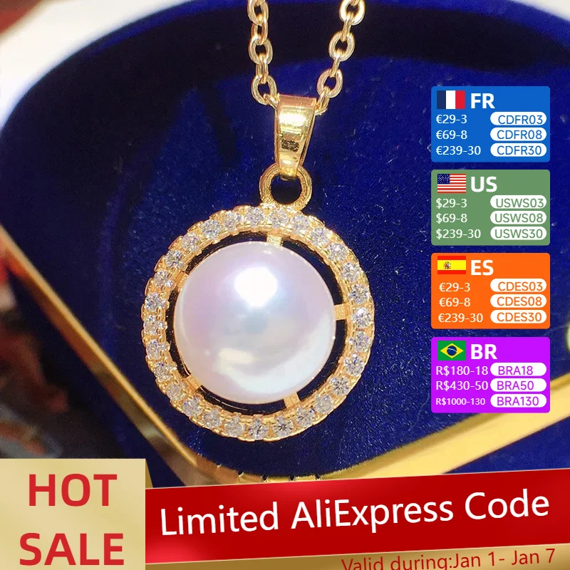 Freshwater Pearl Pendant Female Korean 8-9mm Micro-flaw Niche Design Sense Fashion Simple Temperament Versatile Trend