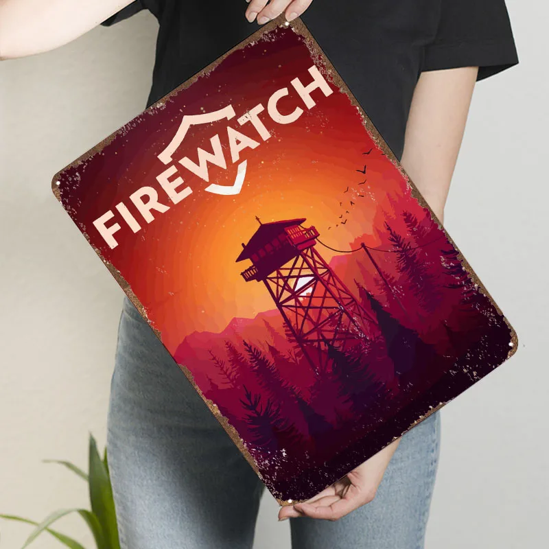 Firewatch لعبة ملصق فني لعبة صفيح تسجيل غرفة نوم الديكور غرفة المعيشة علامات معدنية مخصصة لتزيين غرفة الألعاب