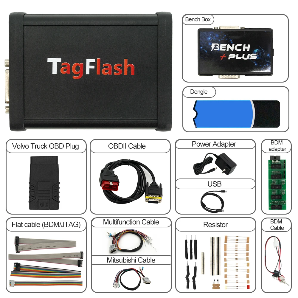 

TagFlash ECU Programmer for Car Truck Tractor Marine Motorbike via OBD / BENCH / BOOT / BDM / JTAG mode