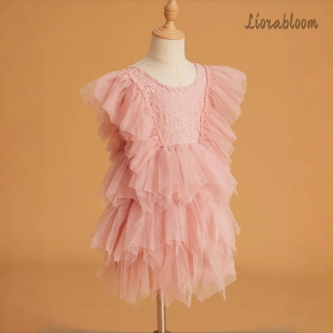 Abito da sposa personalizzato per ragazze, in tulle ricamato multicolore, abito da festa nuziale da donna