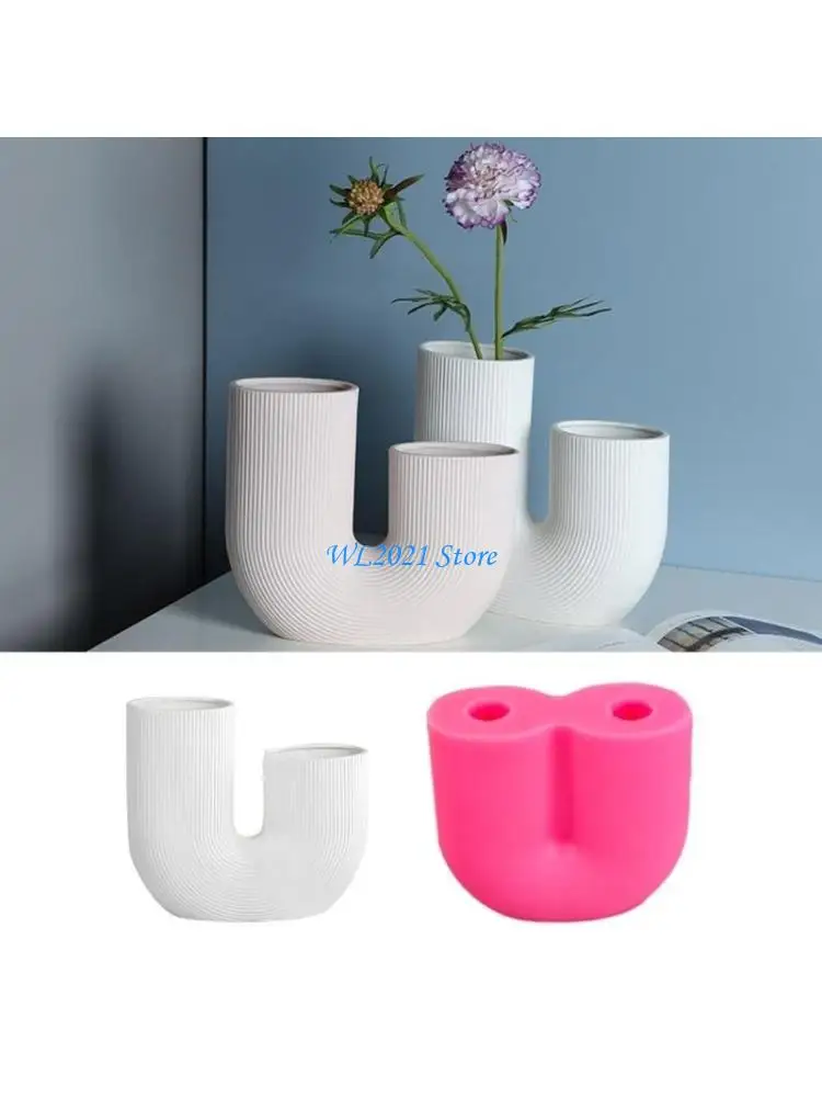 G5GC U-shaped Flower Pot Silicone Mold Holder Gypsum Molds Home Decorations