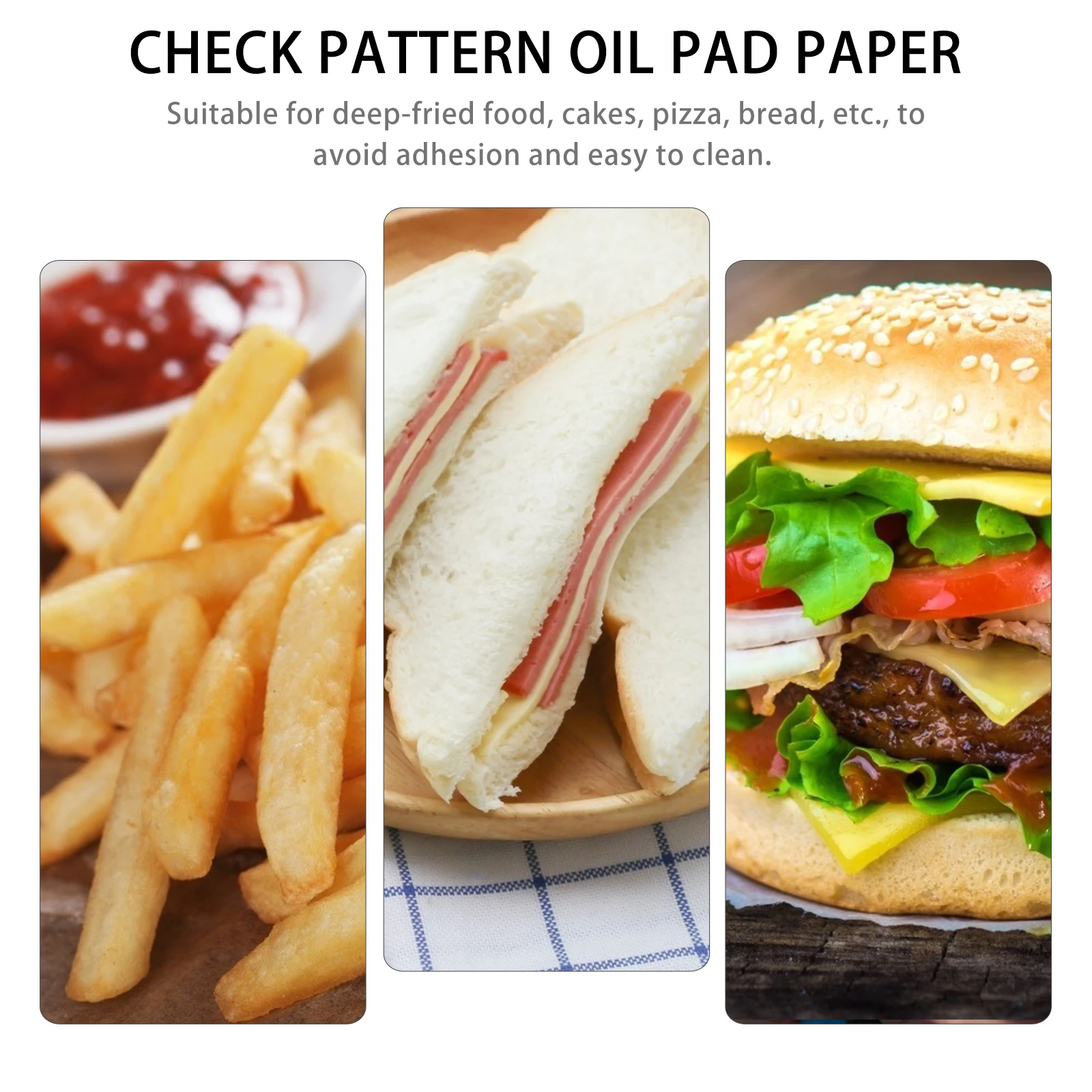 

200pcs Checkered Paper Sheets Grease Absorbing Snack Mats Bread Pads Baking Liners Food Display Pads Oil Resistant