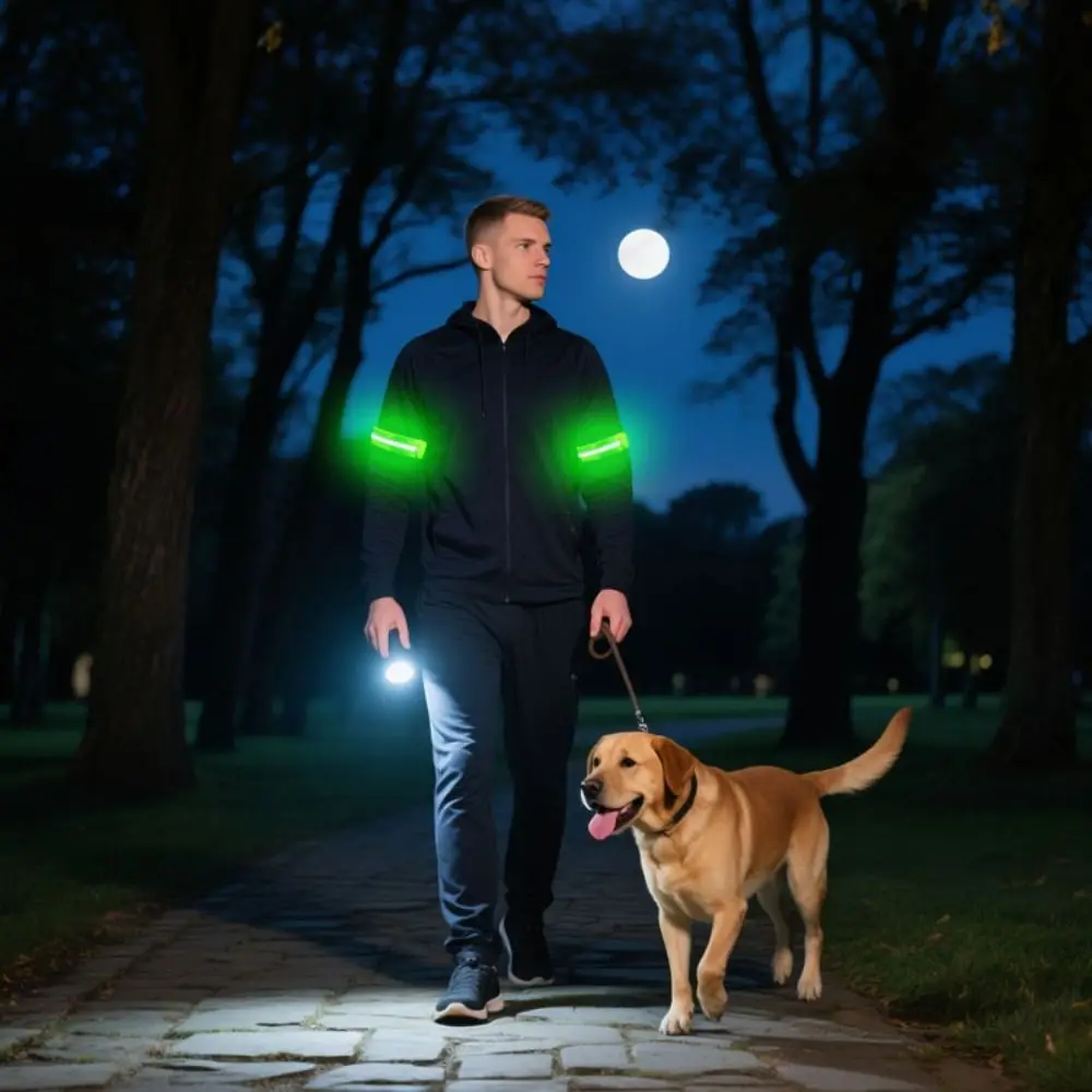 

2Pcs Safety LED Light Armband 3 Modes Waterproof Luminous Arm Band Portable High Brightness LED Running Light Outdoor Sports