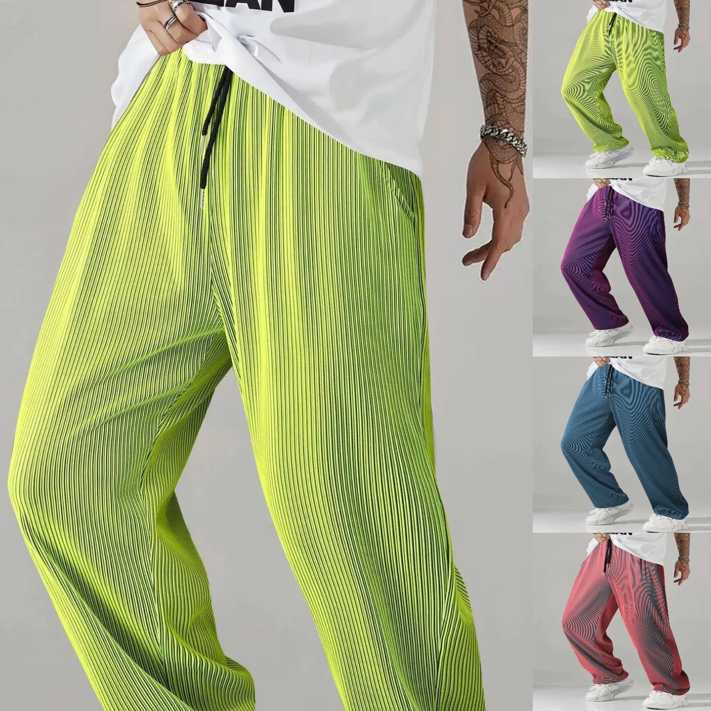 

Spring and Autumn New Style Men's Trendy Fashion Personalized Loose Casual Anti-wrinkle, Non-stretch, Breathable Long Pants